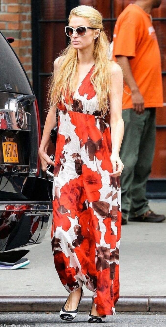 Alice + Olivia Nina Silk Floral Maxi Dress Red Size 4 Paris Hilton Style